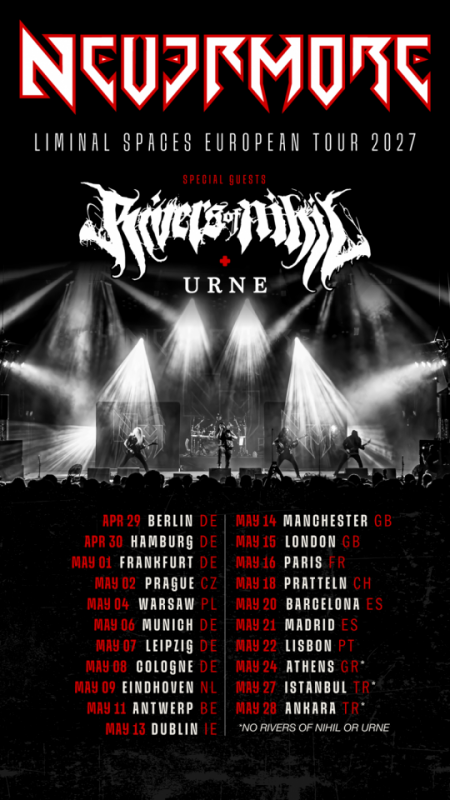 NEVERMORE ANNOUNCE ‘LIMINAL SPACES’ EUROPEAN HEADLINE TOUR FOR 2027
